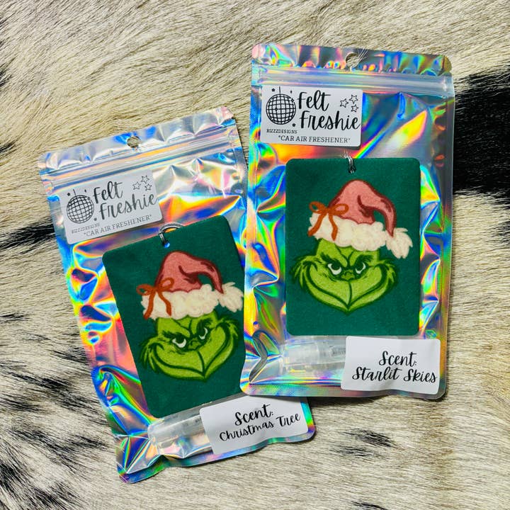 Bizzz Designs - Wholesale Car Freshener - Women's - Grinchmas Cheer Felt Freshies - Christmas Car Air Fresheners