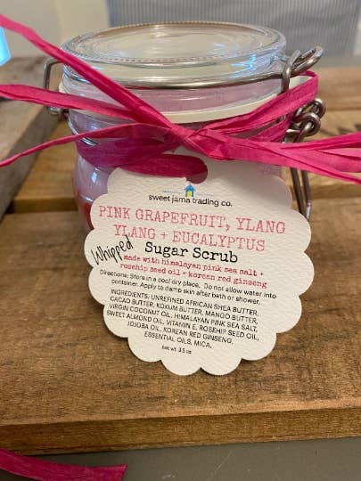 Pink Grapefruit, Ylang Ylang + Eucalyptus Whip Sugar Scrub for wholesale by Sweet Jama Trading Co