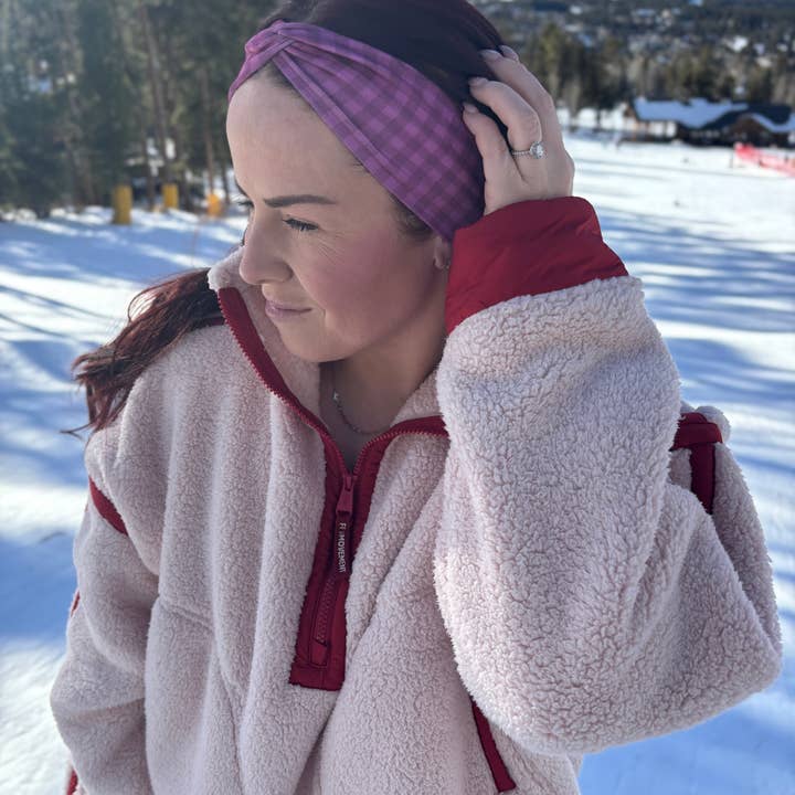 Lilac Market Headbands - Wholesale Fashion Headband - Women's - Simply Gingham in Mulberry4