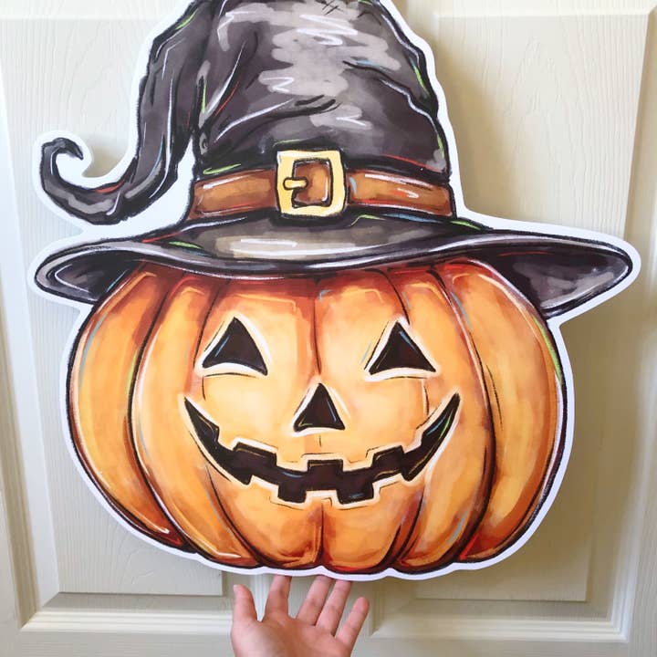 Home Malone - Wholesale Door Hanger - Jack-O'-Lantern Pumpkin Halloween Door Hanger - Fall Decor1