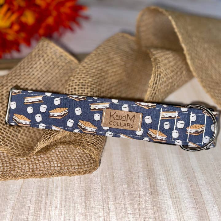 K and M Collars - Wholesale Pet Collar - Dog - S'mores Dog Collar, Fall Outdoor Camping, Smores, K and M