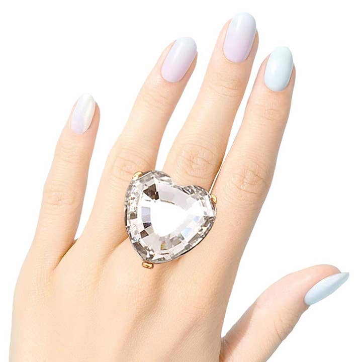 Heart Stone Stretch Ring for wholesale by Pearl and Rox