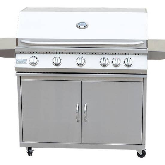 The Pizza Oven Guru - Wholesale Grill pan/griddle - 5 Burner 40 Inch Cart Model BBQ Grill With Locking Casters 304 Stainless Steel2