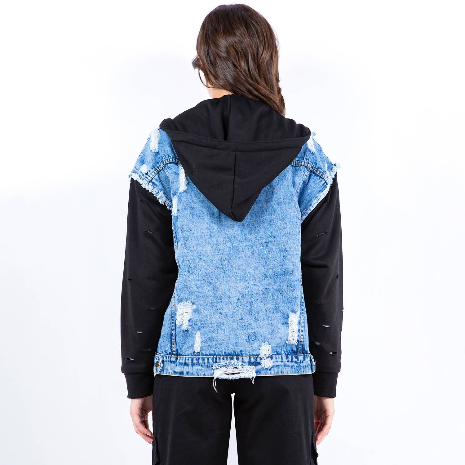 American Bazi - Venta al por mayor Cazadora vaquera - Mujer - CHAQUETAS DE MEZCLILLA CON CAPUCHA HÍBRIDA-RJK92433