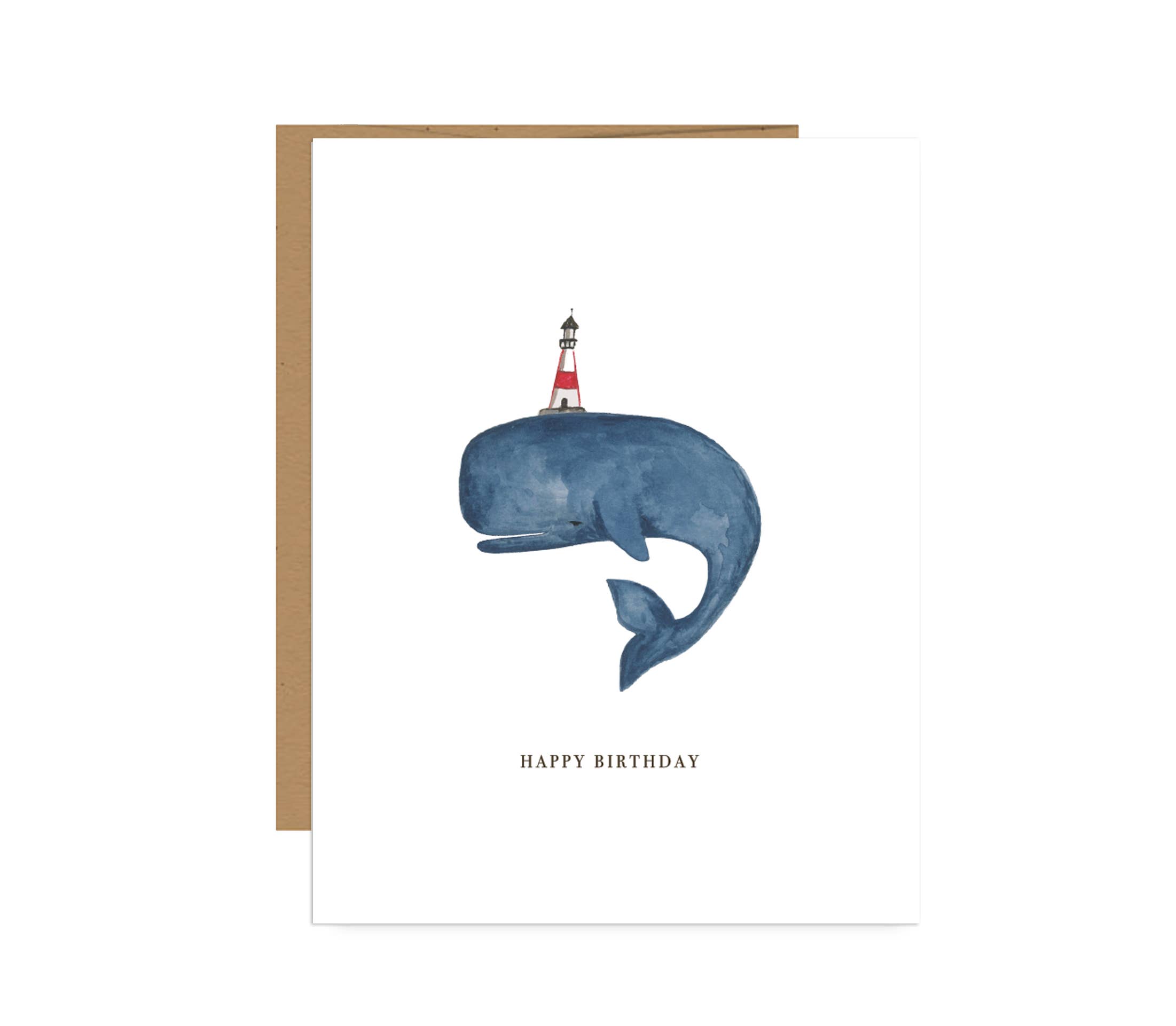 Jessica Frasz Studio – postal de parabéns por atacado – Baleia e faro/ Cartão de Aniversário Costeiro