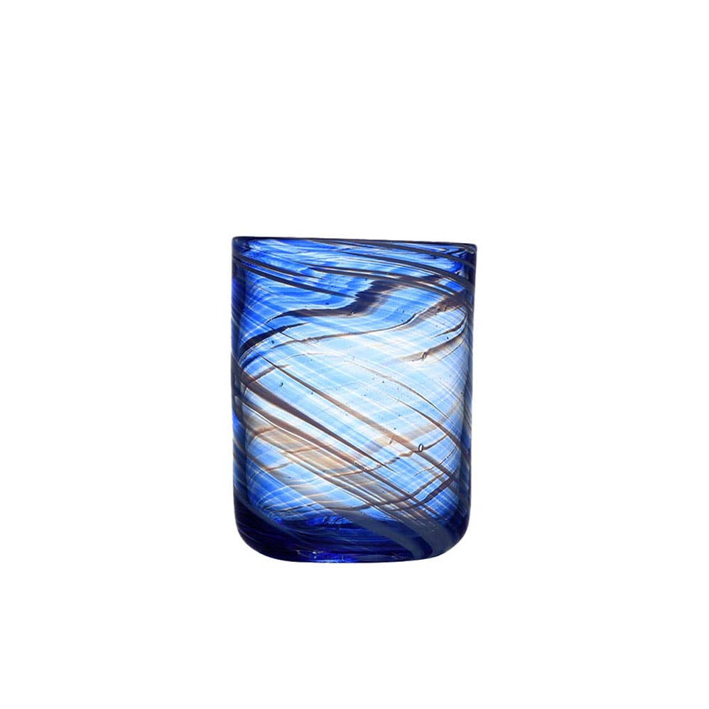 TUTU Home - Wholesale Drinking Glass/Cup - "La Mer" Swirl Glass Tumbler 460ml | Blue Handblown
