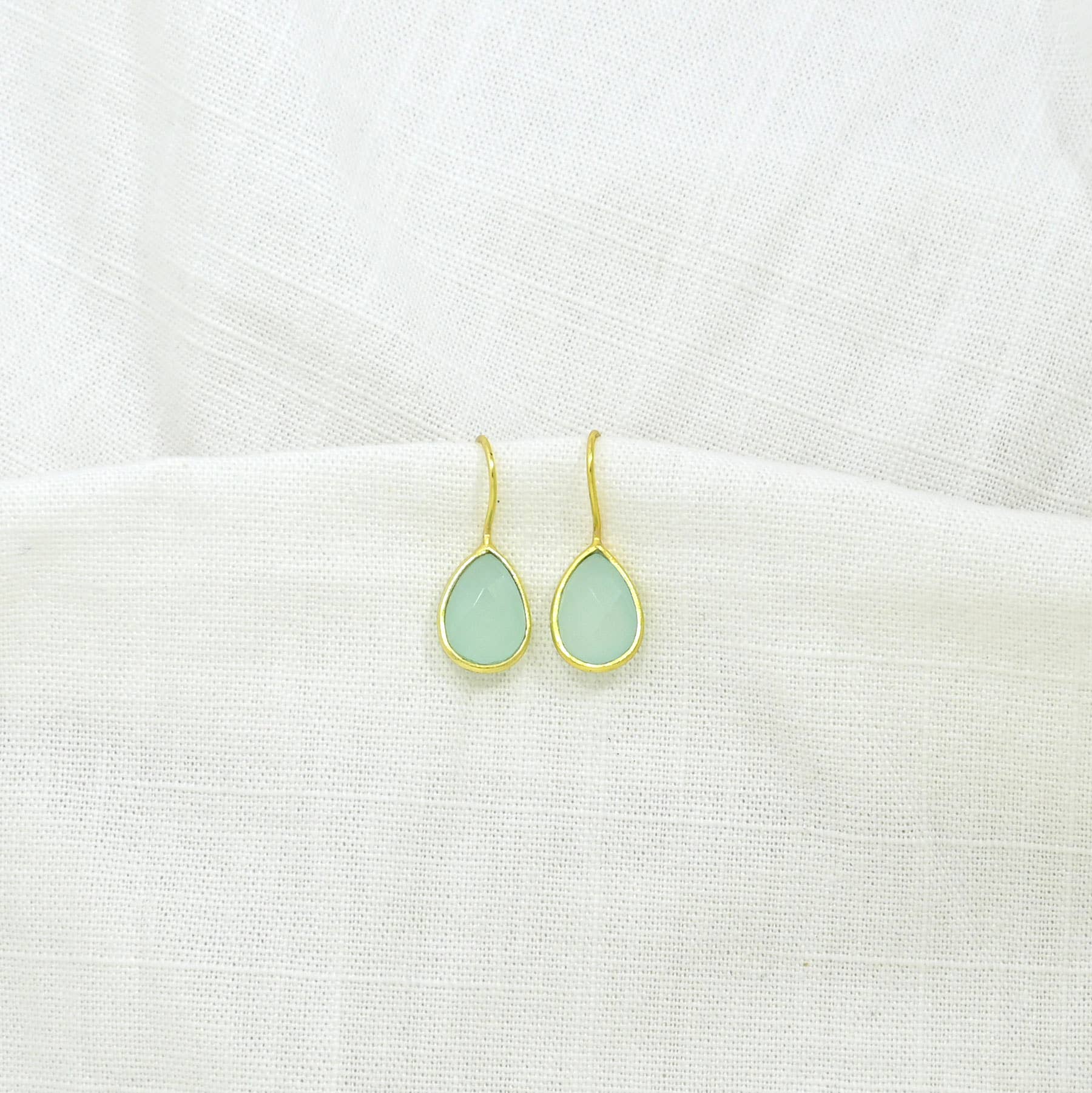 Schmuckoo Berlin - Wholesale Stud/Post Earrings - Teardrop Gemstone Earring Gold Silver 925 - Aqua Chalcedony1