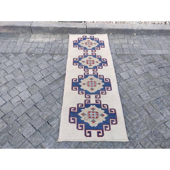 Turkish Wool Runner Rug Vintage Oushak - 1.7x4.2ft for wholesale by Oushak Rugs