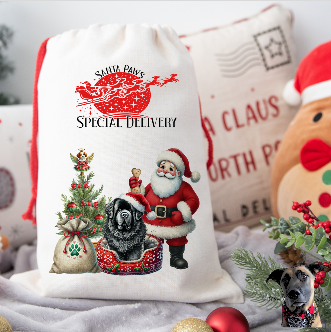 Storms Style – wholesale Holiday Stocking – Dogs with Santa Sack and Stockings - 133 breeds0