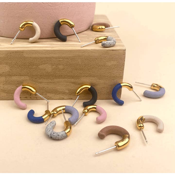 Barrow PDX - Wholesale Hoop Earrings - Porcelain Hoop Studs - Multiple Colors