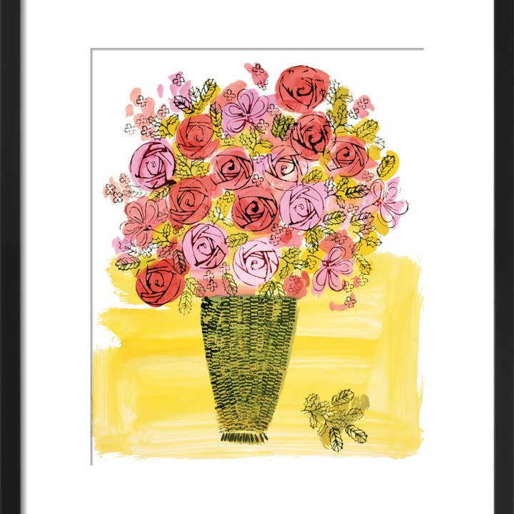(Stamped) Basket Of Flowers, Framed Art Print by Andy Warhol for wholesale by The Art Guys