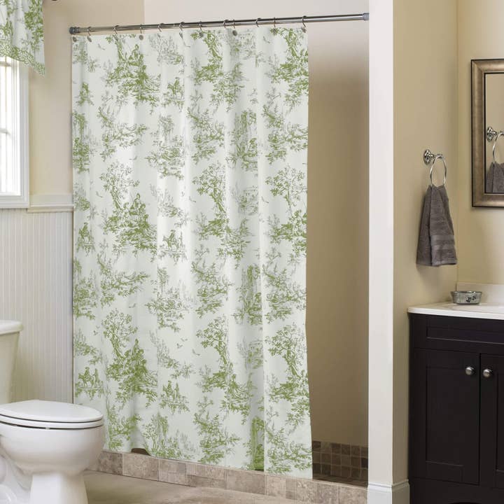 Thomasville at Home - Wholesale Shower Curtain - Bouvier Green Toile Shower Curtain