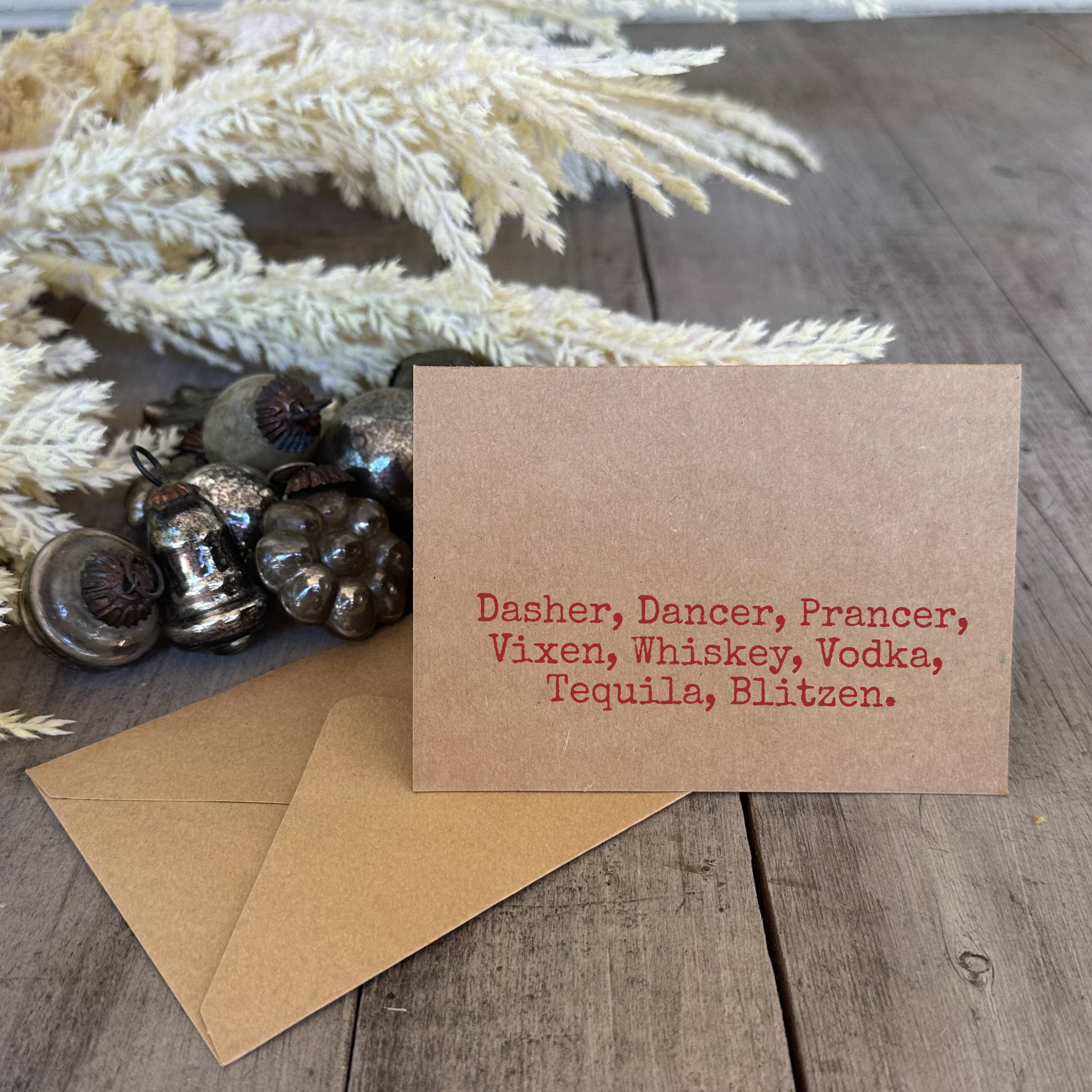 by BellaBlue - Wholesale Christmas Card - 'Dasher Dancer Tequila Blitzen' Handmade Christmas Card0