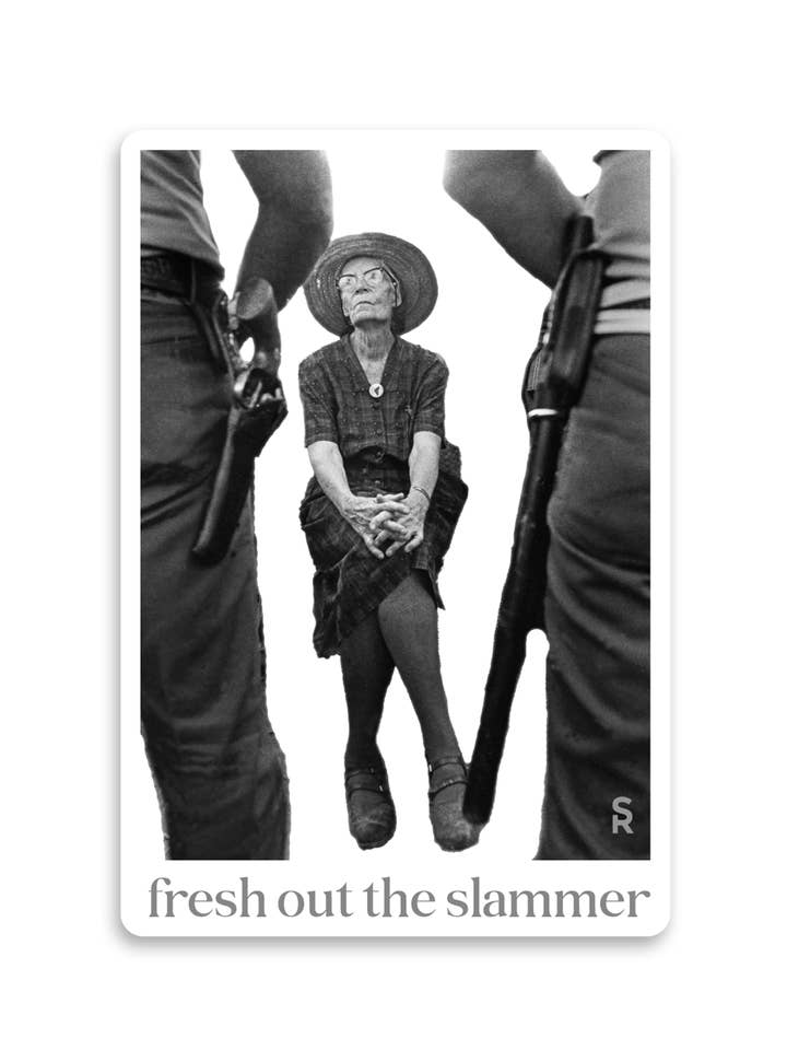 Fresh Out the Slammer - Dorothy Day Sticker for wholesale by Sock Religious