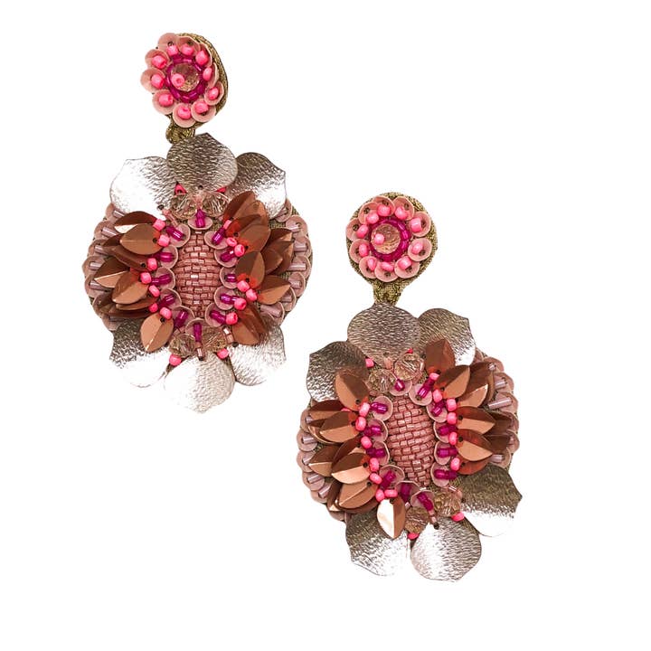 Pink Flower Earrings for wholesale by Allie Beads