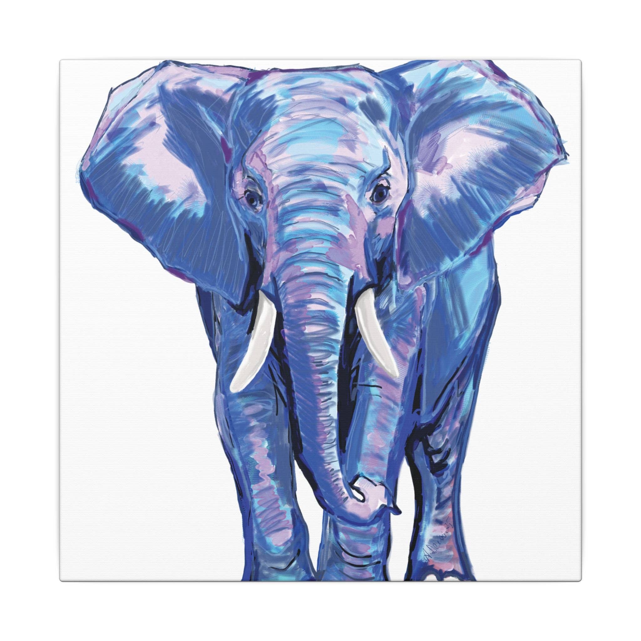 Blue Cava - Wholesale Art Print - Blue and Pink Elephant Canvas Art - Colorful Elephant Wall Décor4