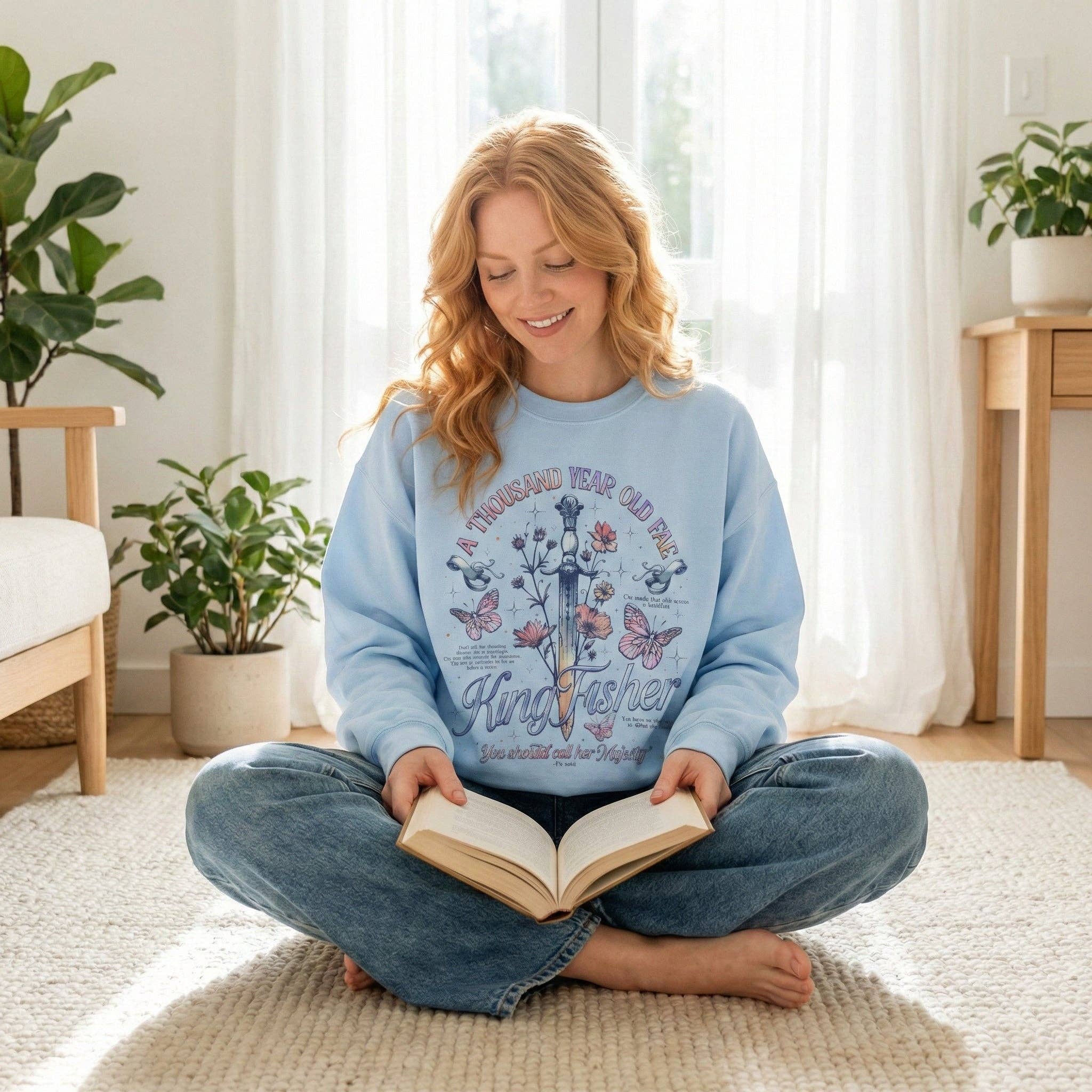 MagicMerchEmporium - Wholesale Graphic Sweatshirt - Women's - Kingfisher "A Thousand Year Old Fae" Sweatshirt2