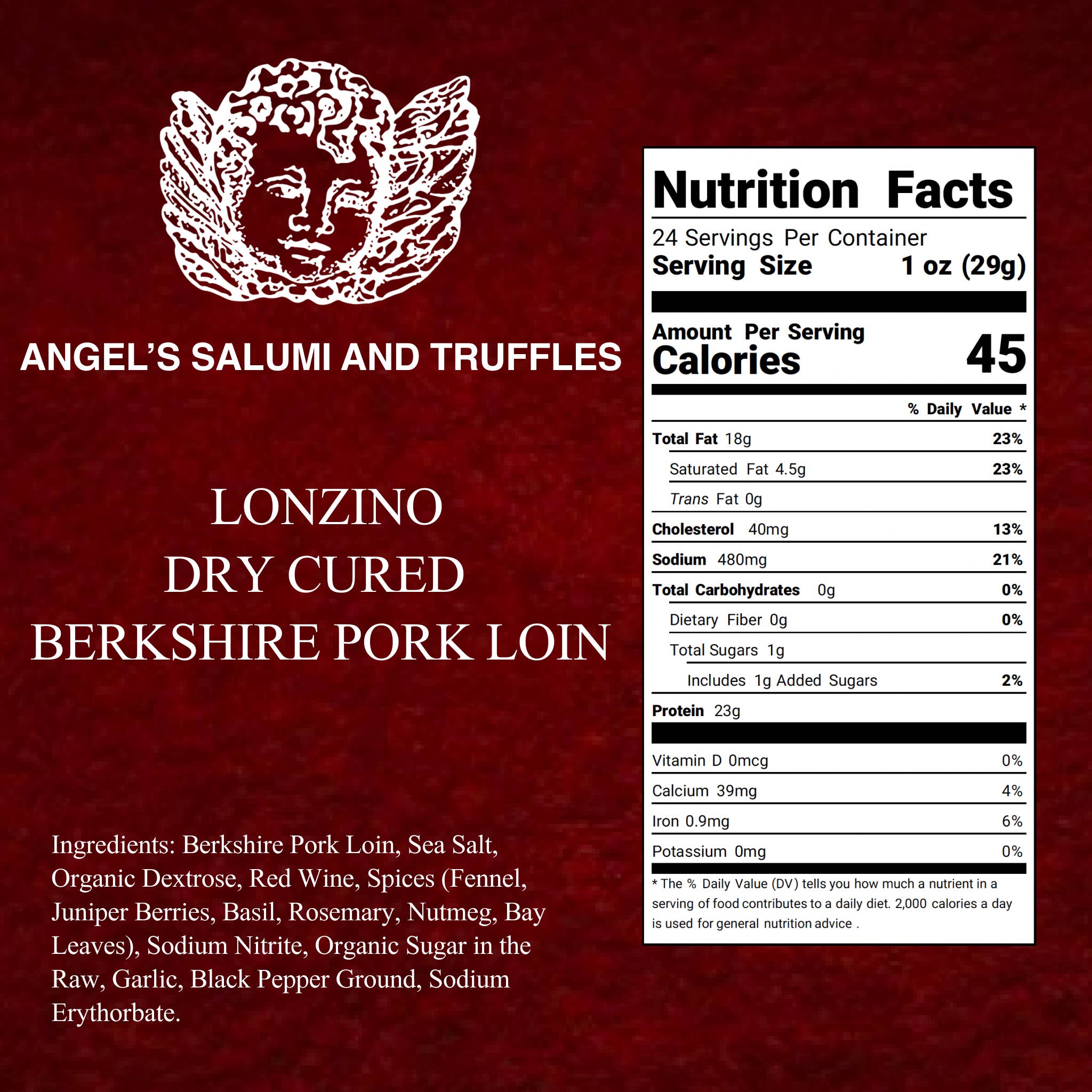 Angel's Salumi & Truffles - Wholesale Salami - Lonzino - Dry-Cured Berkshire Pork Loin (1.5lbs/ea)4