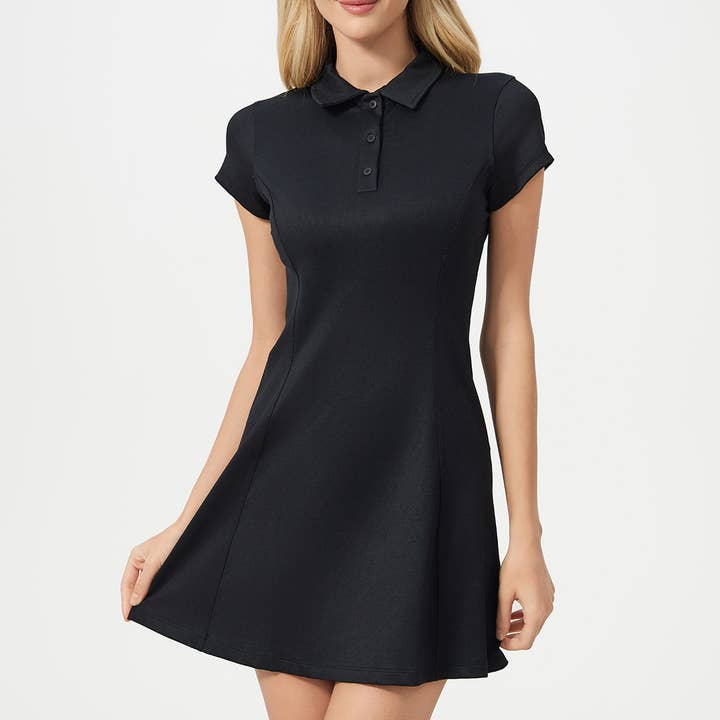 Sodalemon - Wholesale Athletic dress – Women′s - Women Lapel Short Sleeve Elastic Polo Golf Sports Dress15