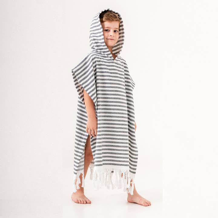 Zwart Capuchonponcho Surf Veranderende Zwemstrandhanddoek Met Badstofvoering voor groothandel op Faire6