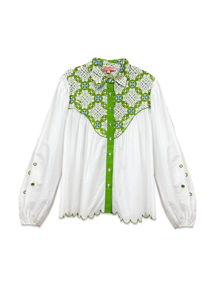 Westerse Blouse - Maria Groen voor wholesale door Brooks Avenue