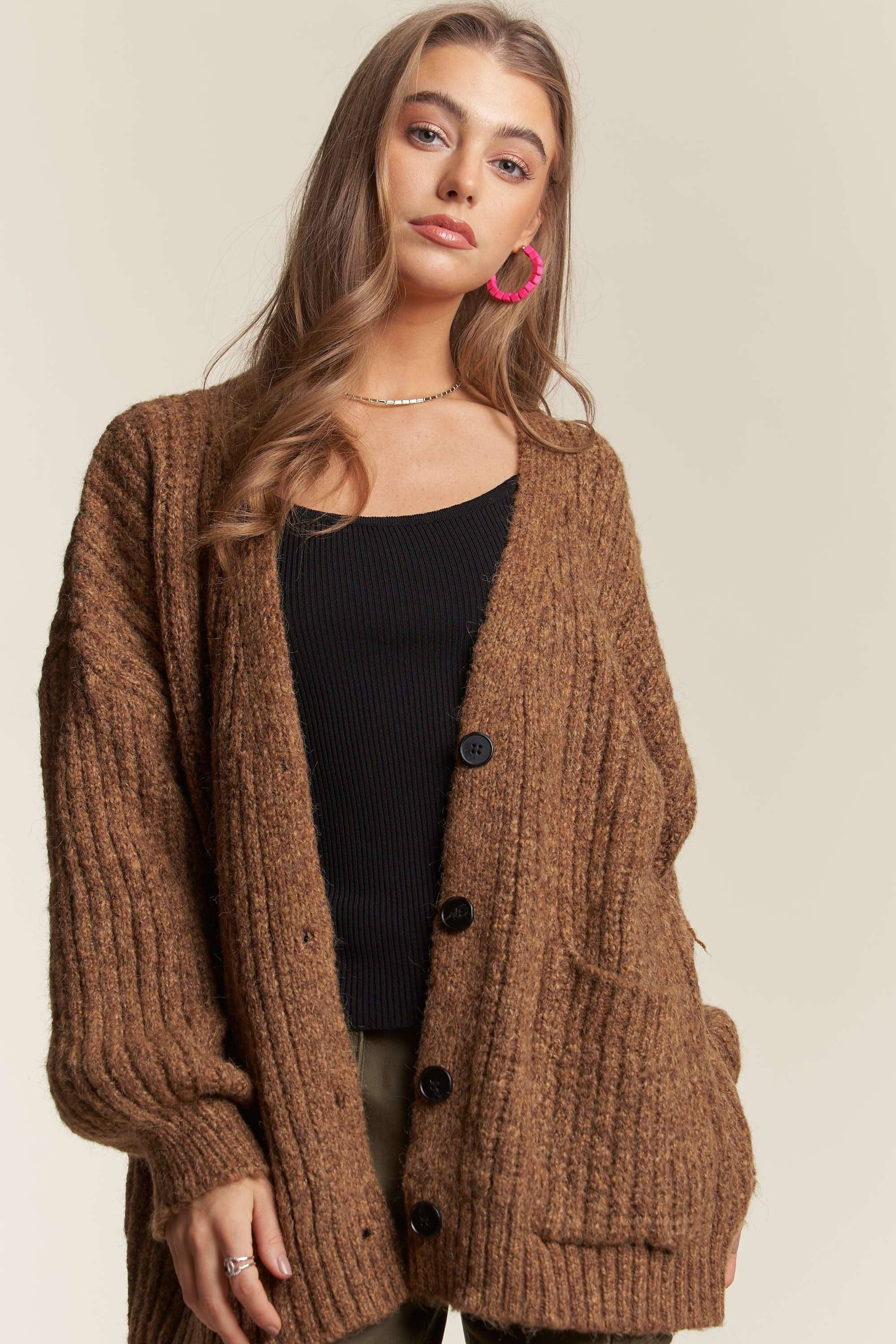 ADORA LA – wholesale Cardigan – Women’s – CESW3441A - BUTTON DOWN COZY SWEATER CARDIGAN2