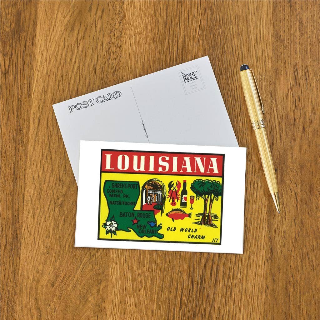 Found Image Press - Wholesale Postcard - Postcard LU-367 Louisiana Note Card Old World Charm Map1