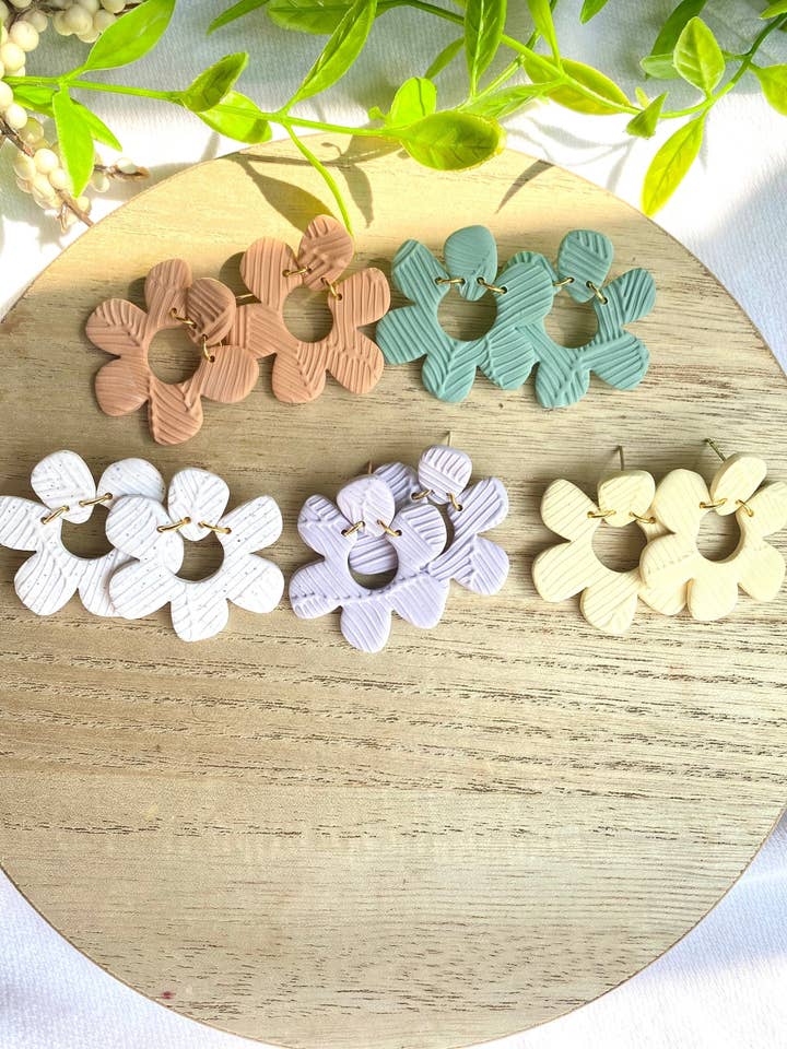 Flora Polymer Clay Dangle Earrings, Nickel Free for wholesale by Glitter and Glow Co