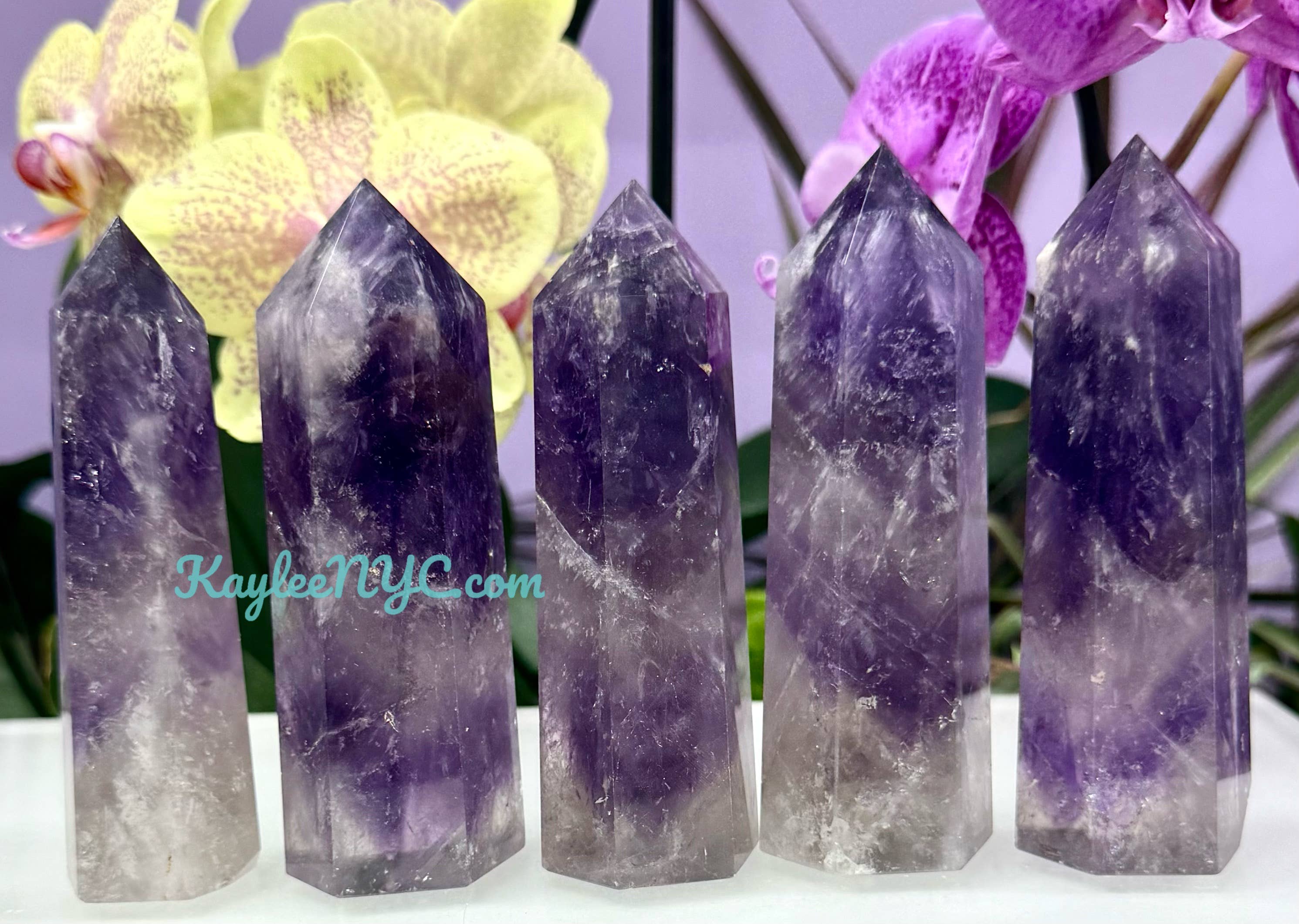 KayleeNYC - Vendita all'ingrosso Pietra/cristallo spirituale - 2 libbre di Obelisco di Ametista Punta di Cristallo Energia Naturale4