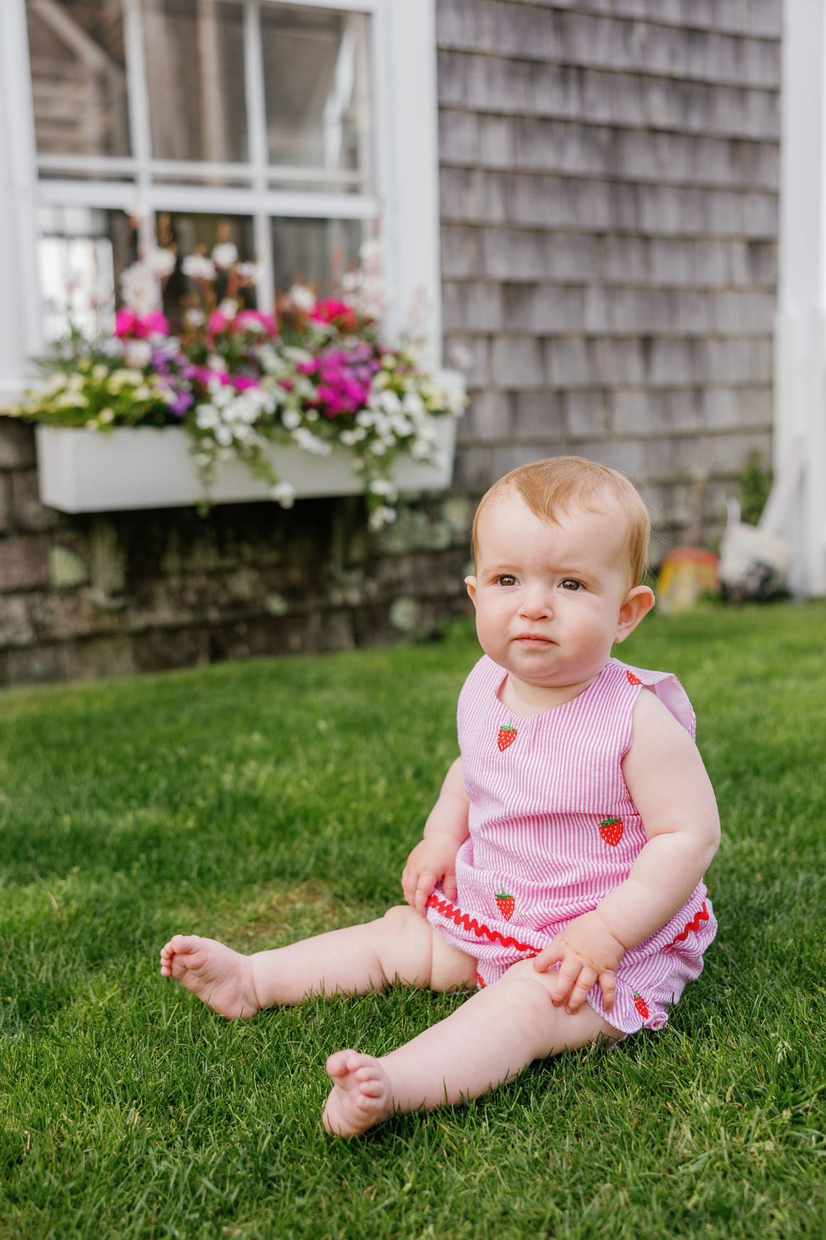 Piping Prints – wholesale Klänning – Barn – Rosa Seersucker Jordgubbsklänning2