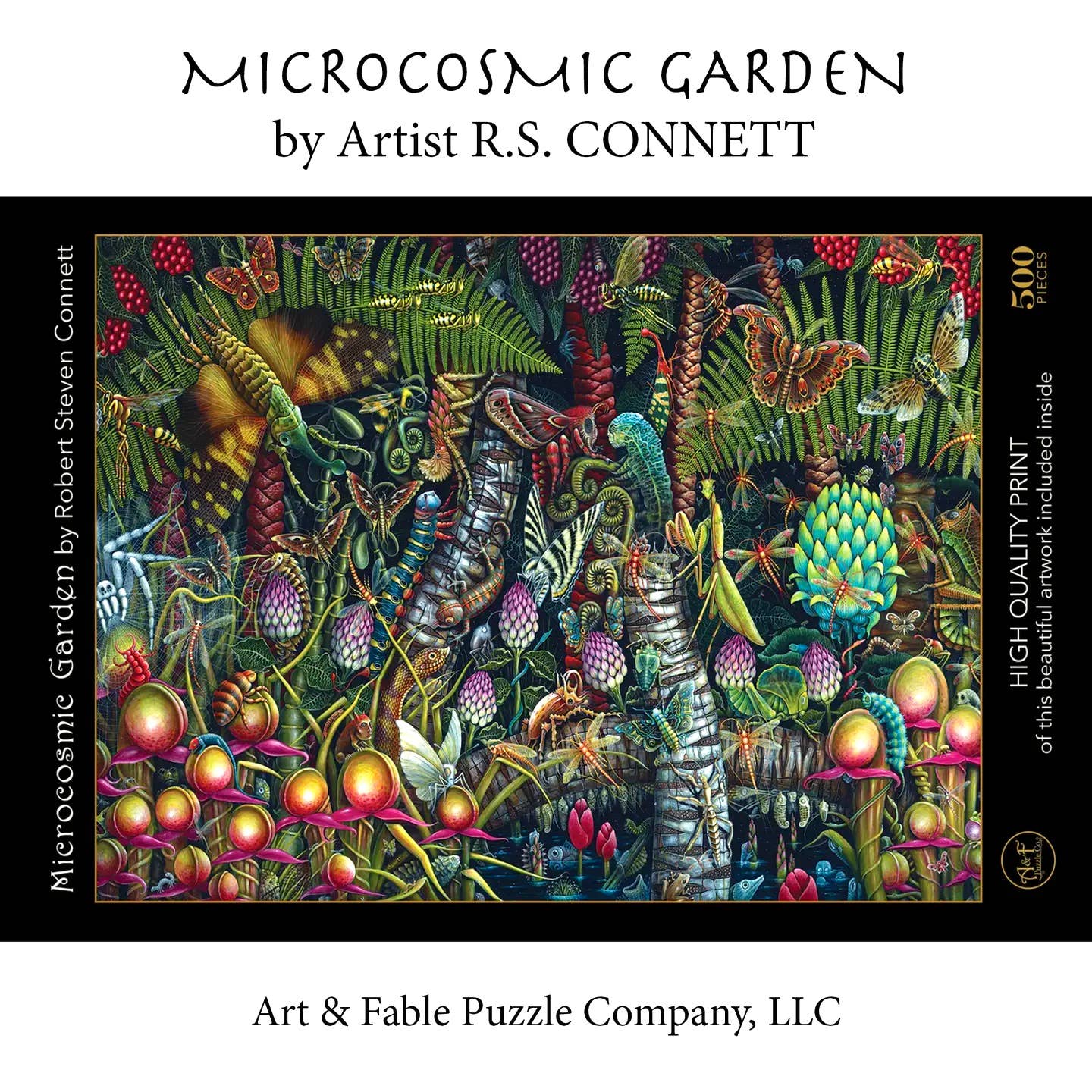 Art & Fable Puzzle Company, LLC - Vente Puzzle – adulte - Microcosmic Garden ; Puzzle 500 pièces au toucher velours1
