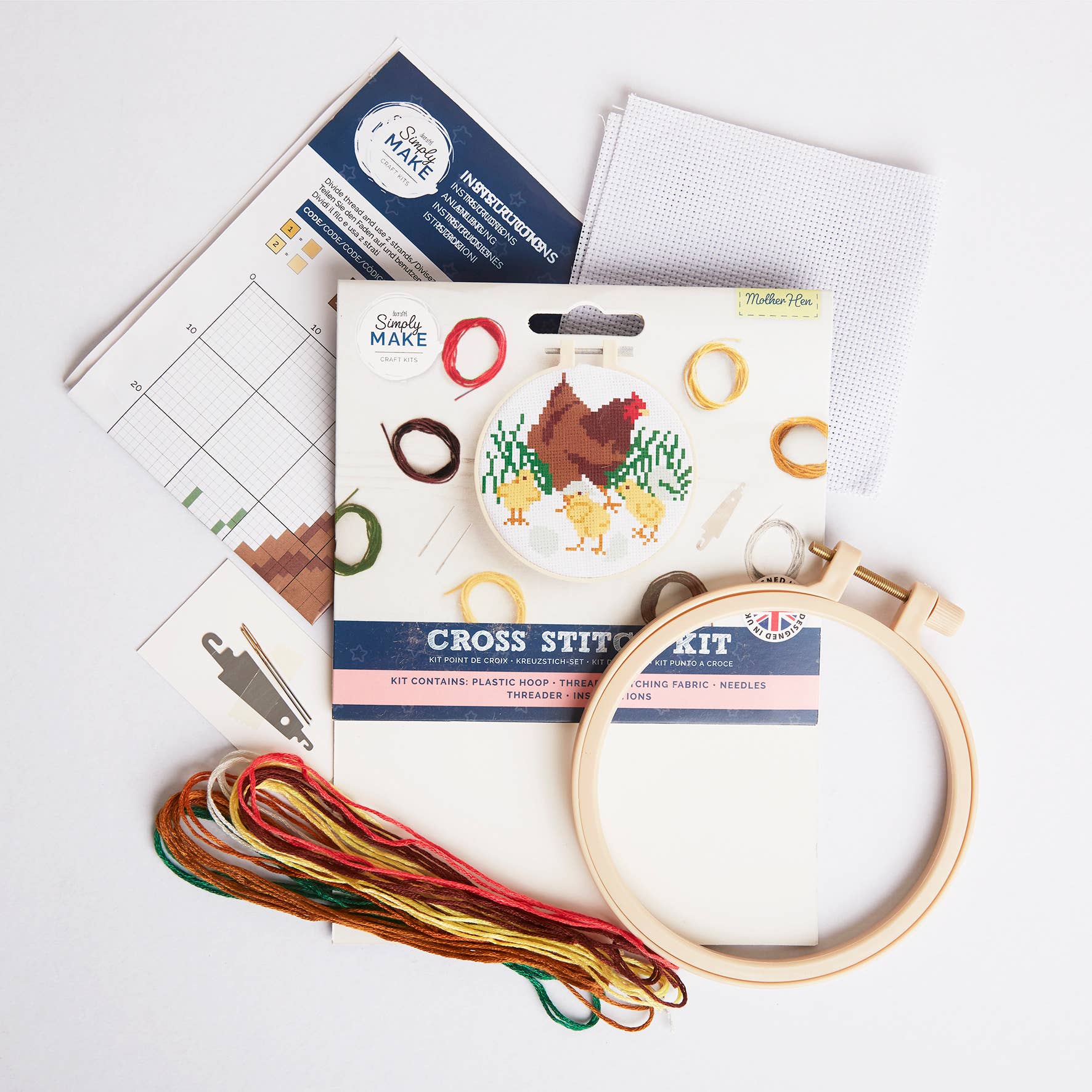 West Design Products – wholesale Material för broderi/korsstygn – Gör helt enkelt korsstygnshantverkssats - Mother Hen Design2