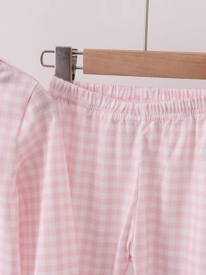 Mom & Co. - Wholesale Sleepwear Set - Kids - Pink nutcracker embroidery gingham pajama set2