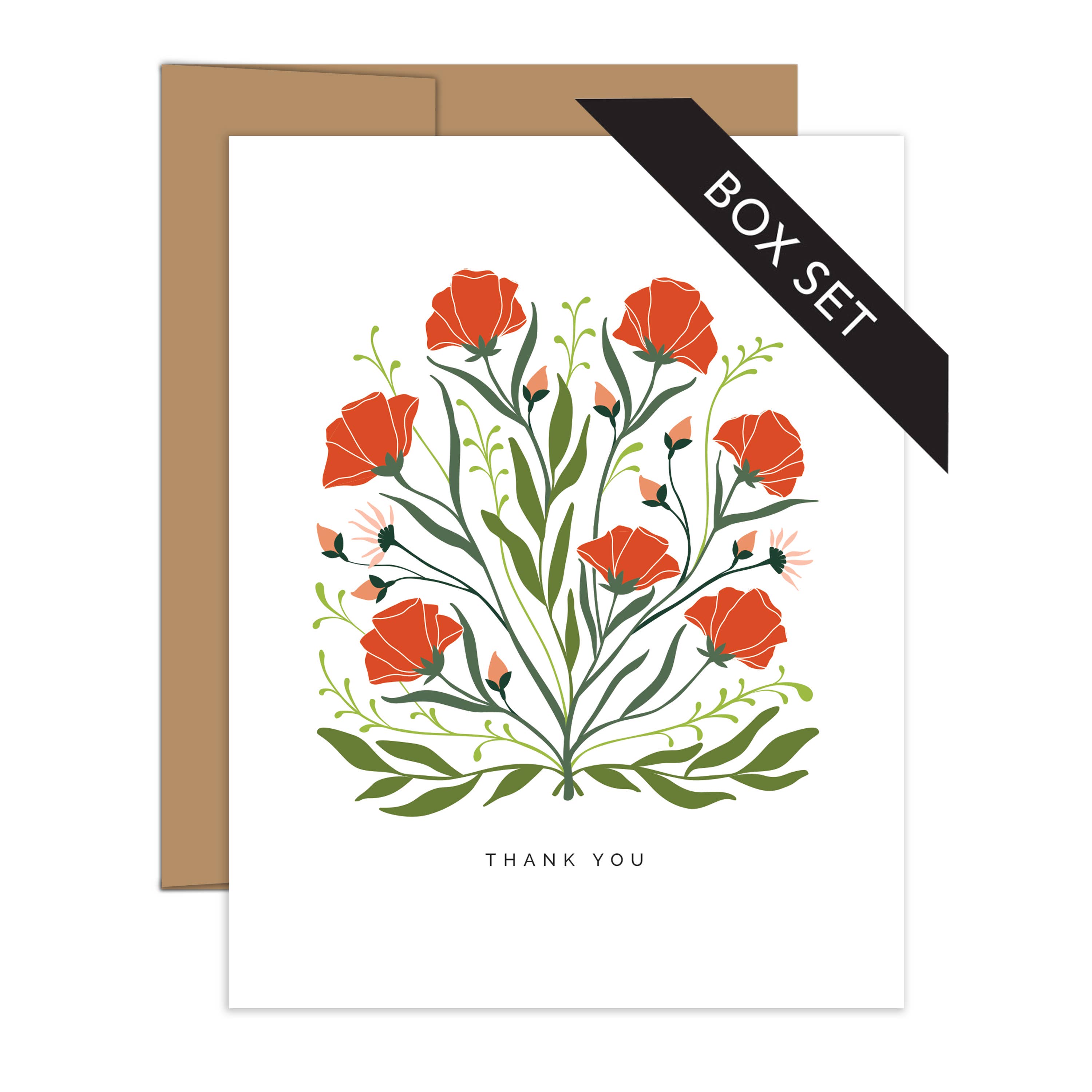 HAZELMADE® Tea Towels + Gifts - Vendita all'ingrosso Set di cartoleria/cancelleria - Biglietto di Ringraziamento con Papaveri | Biglietto di Auguri | Set di Scatole2