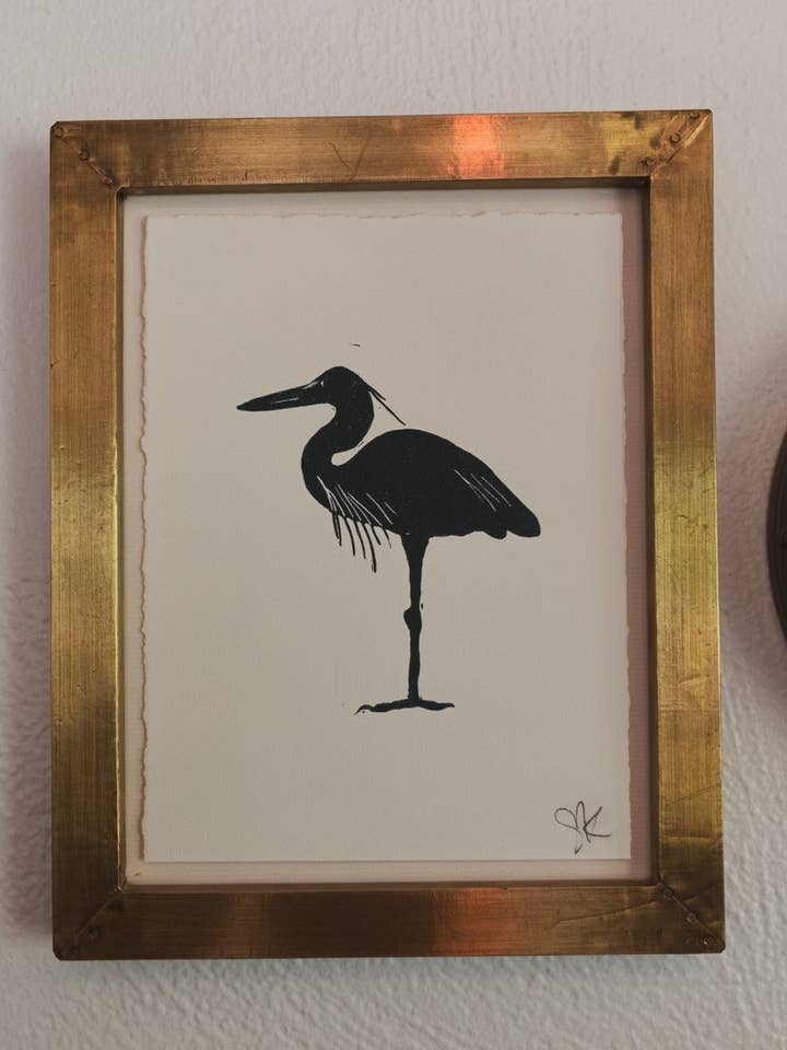 Graureiher Mini Original Handgepresster Druck für den Großhandel von Sharell Katelynn