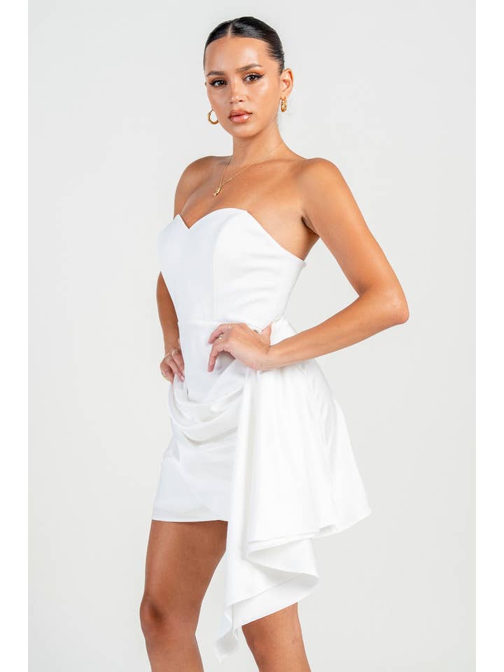 PRIVY - Wholesale Dress - Women's - HD30374SST_PLUNGE NECKLINE A-LINE MINI DRESS