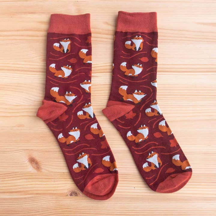 Socks - Frolicking foxes for wholesale by Birdie Tam