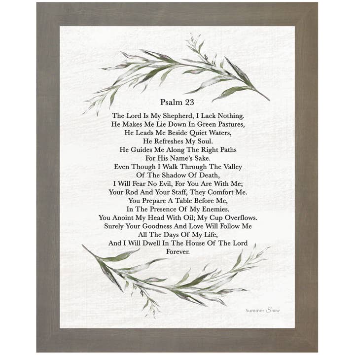 Psalm 23 The Lord Is My Shepherd Framed Christian Art Sign for wholesale by Summer Snow Art