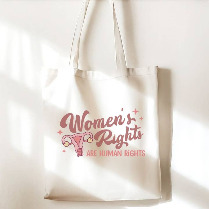 Women's Rights Are Human Rights Pro Roe Canvas Tote Bag for wholesale by Sister Ray