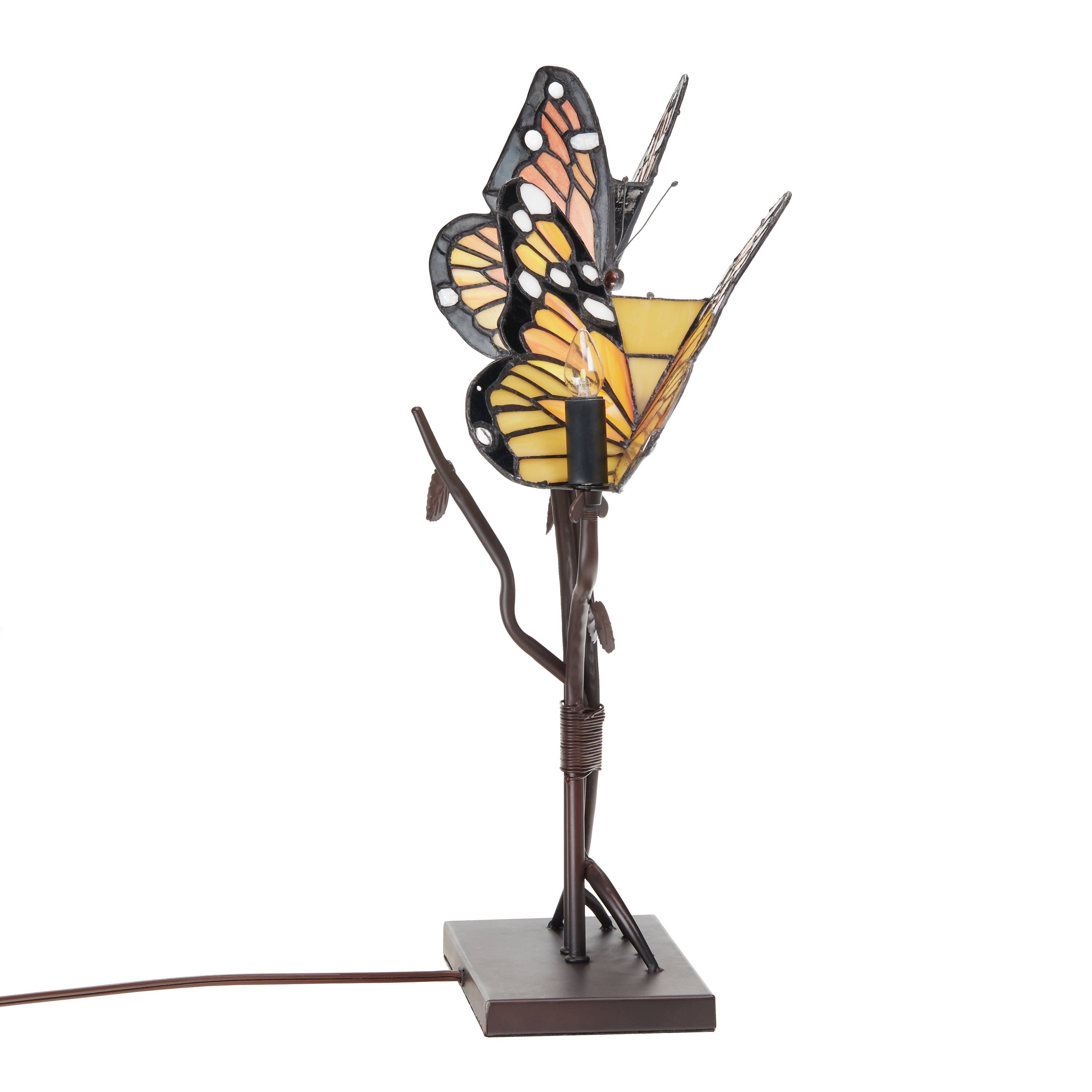 River of Goods - Vente Lampes d'appoint/de bureau - Lampe de table papillon en vitrail Amelia 20,5"H9