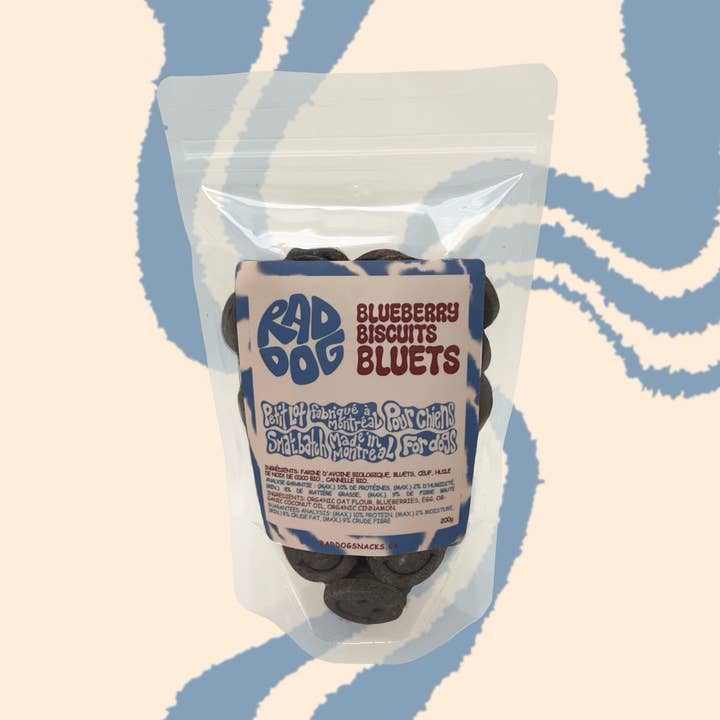 Blueberry Biscuits for wholesale by Rad Dog Snacks