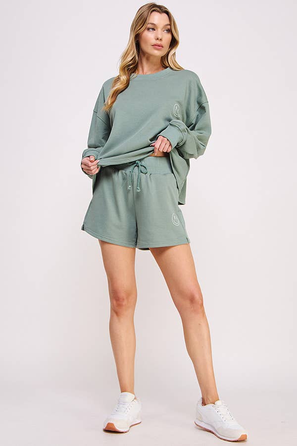 JADE BY JANE - Vendita all'ingrosso Felpa - Donna - FELPA A MANICHE LUNGHE CON GRAFICA HAPPY FACE6