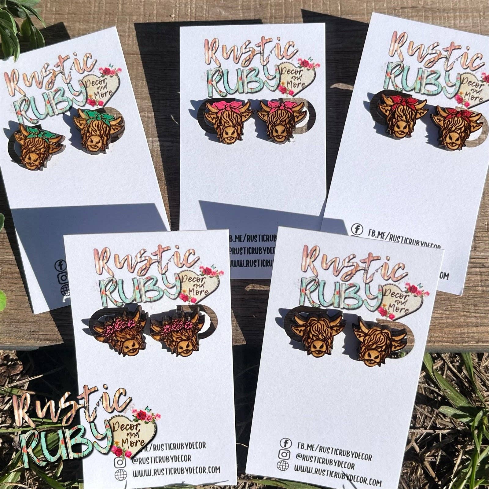 Rustic Ruby Decor and More LLC - Wholesale Stud/Post Earrings - Highland Cow Stud Earrings3