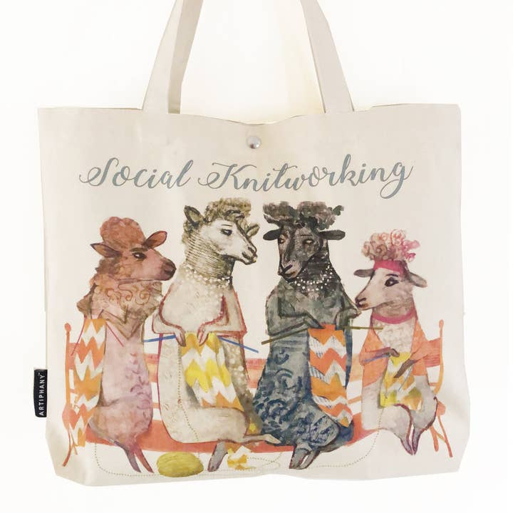 Social Knitworking Tote Bag for wholesale by Artiphany EU