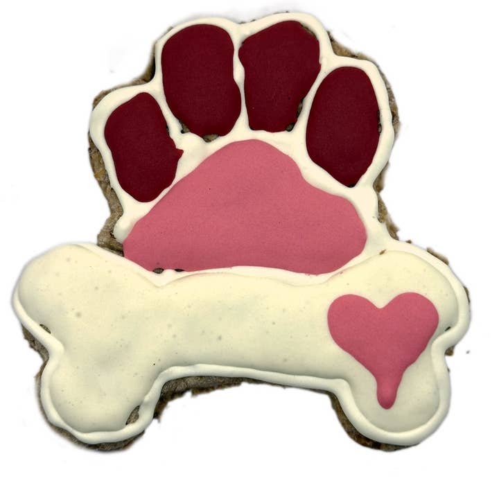Puppy Love Paw Over Bone Organic Dog Cookie for wholesale by Pupcakes and Pawstries Barkery