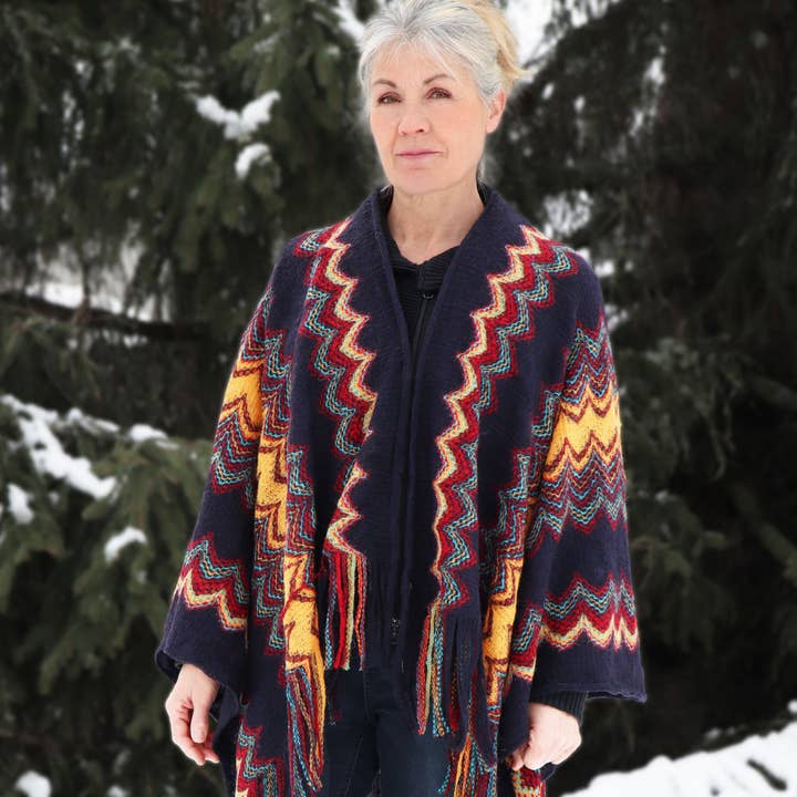 MAISON BONNEFOY - Wholesale Poncho - Women's - VANILLA - Poncho with long fringes