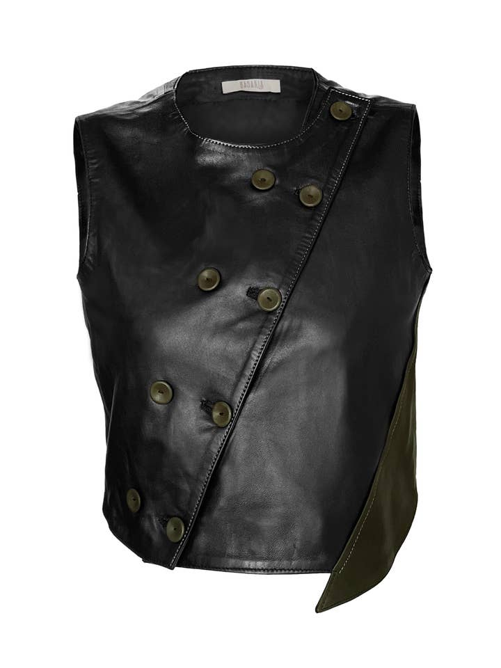 Asymmetric Leather Vest for wholesale by Basakla