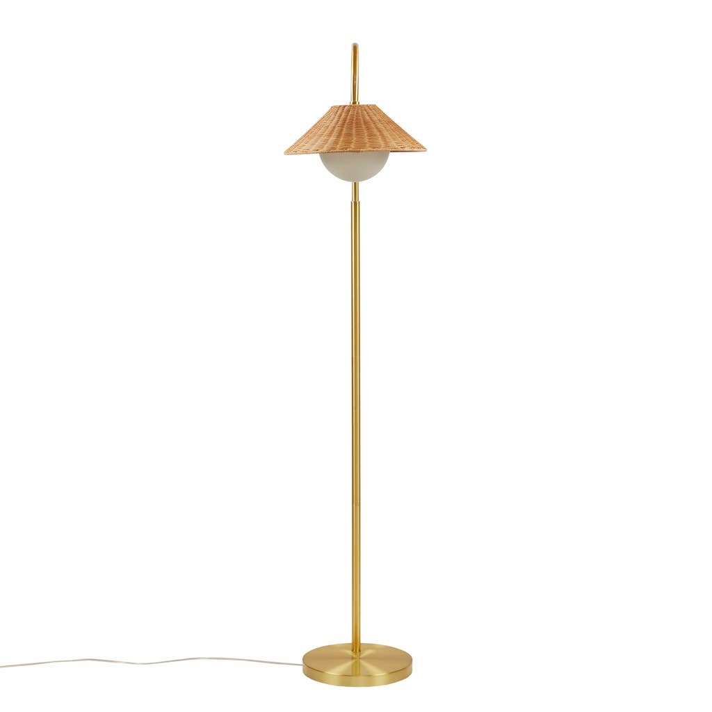 Olliix - Wholesale Floor Lamp - Rattan Weave Shade Floor Lamp, Gold/Natural5