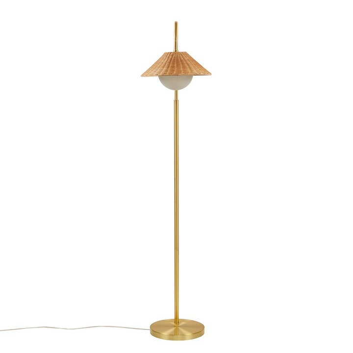 Olliix - Wholesale Floor Lamp - Rattan Weave Shade Floor Lamp, Gold/Natural5