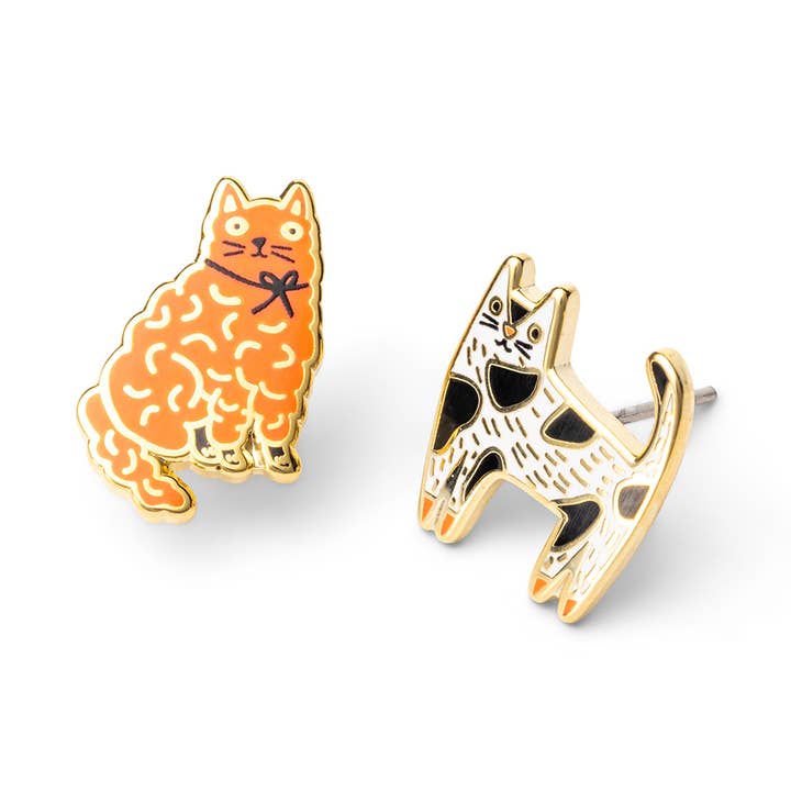 Boucles d’oreilles chat - Puces dorées originales pour la vente par Yellow Owl Workshop
